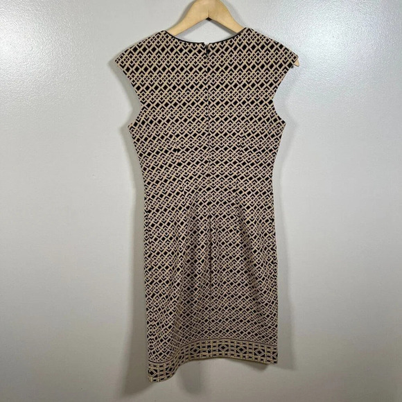 Eliza J Sheath Dress Size 4 Geometric Brown Knee Length Work Office Career Event - Picture 2 of 10